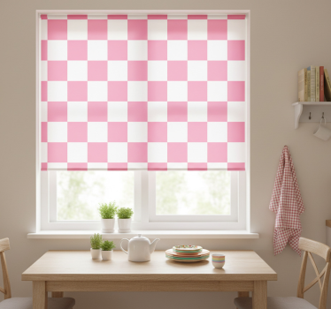 Pink checked kitchen roller blind - TenStickers