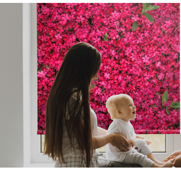 Pink flowers unique pattern Living room roller blind - TenStickers