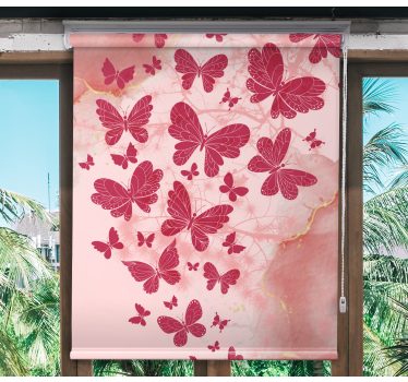 Pink heart arrangement butterfly roller blind - TenStickers