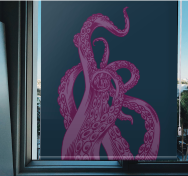 Purple octopus tentacle sea creatures Bathroom window blind - TenStickers