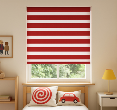 Red horizontal stripes children room roller blind - TenStickers