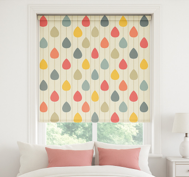 Scandinavian roller blind with vibrant raindrop design - TenStickers