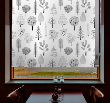 Grey minimalist trees scandinavian roller blind - TenStickers
