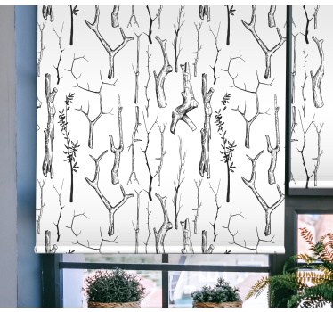 Black and white branches tree roller blind - TenStickers