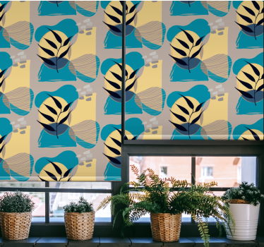Stylised tropical leaves flowers and plants roller blind - TenStickers