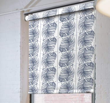 Stylised beige leaves flowers and plants roller blind - TenStickers