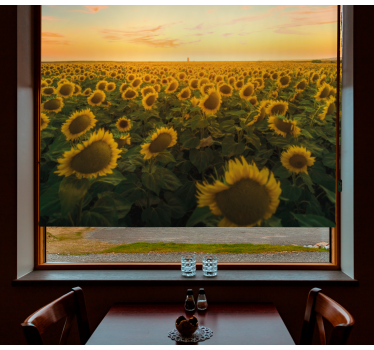 Sunflower Field Sunrise flowers and plants roller blind - TenStickers