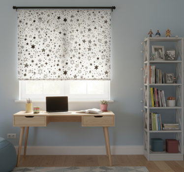 Teenage bedroom roller blind black star pattern on white - TenStickers