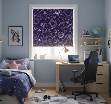 Teenage bedroom roller blind planet doodle - TenStickers