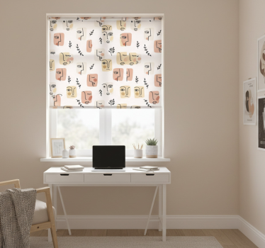 Teenage bedroom roller blind with abstract faces design - TenStickers