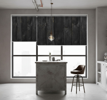 Texture and pattern roller blind burnt ebony wood planks - TenStickers