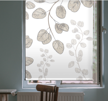 Thin leaves pattern flowers and plants roller blind - TenStickers
