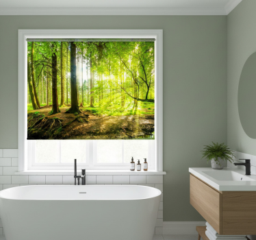 Tree roller blind lush mountain valley - TenStickers
