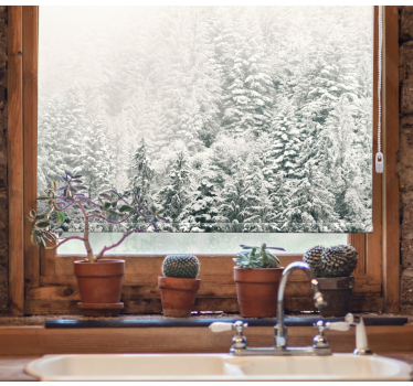 Trees covered in snow Master bedroom window blind - TenStickers