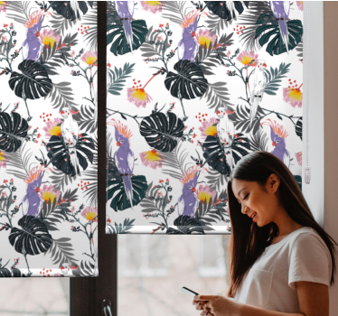 Tropical birds pattern animal roller blind - TenStickers