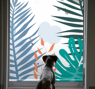Tropical big leaves flowers and plants roller blind - TenStickers