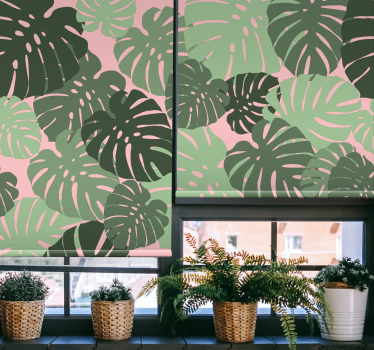 Tropical Monstera Pattern flowers and plants roller blind - TenStickers
