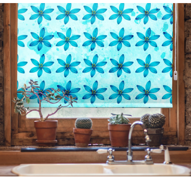Turquoise flowers Flowers and plant roller blind - TenStickers