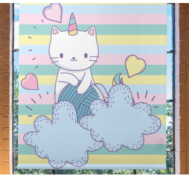 Unicorn cat on clouds Kids blind - TenStickers
