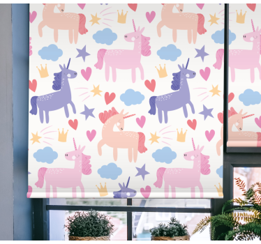 Unicorn with hearts and stars Kids blind - TenStickers