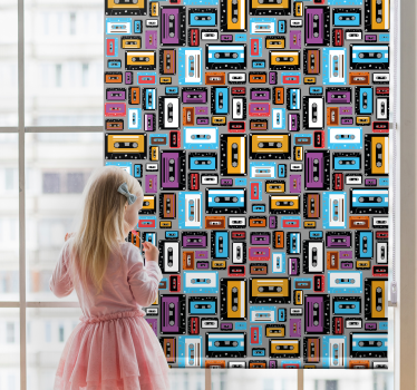 Vintage Cassette Tapes movie roller blind - TenStickers