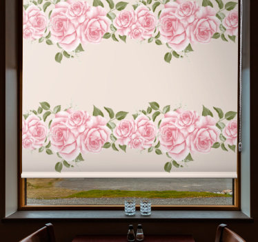 Vintage pink rose pattern Flowers and plant roller blind - TenStickers