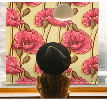 Vintage red poppies pattern Flower roller blind - TenStickers