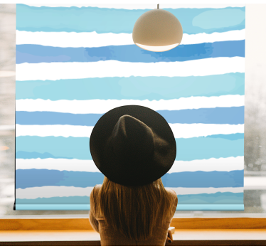 Watercolor blue stripes Living room roller blind - TenStickers
