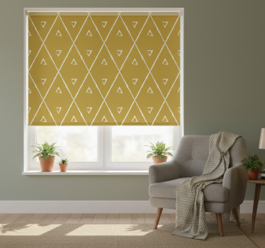 Yellow roller blind with geometric rhombus pattern - TenStickers