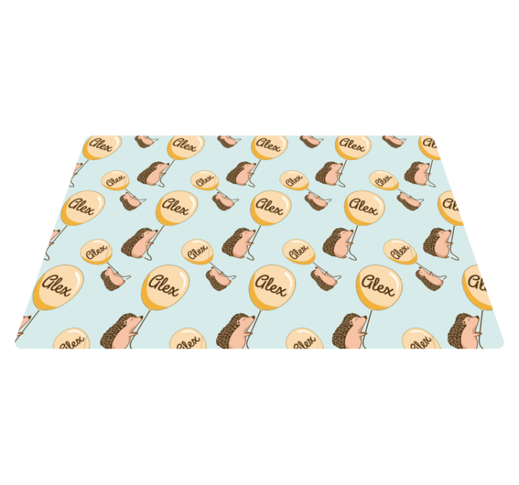 Hedgehog with balloons with name children placemat - TenStickers