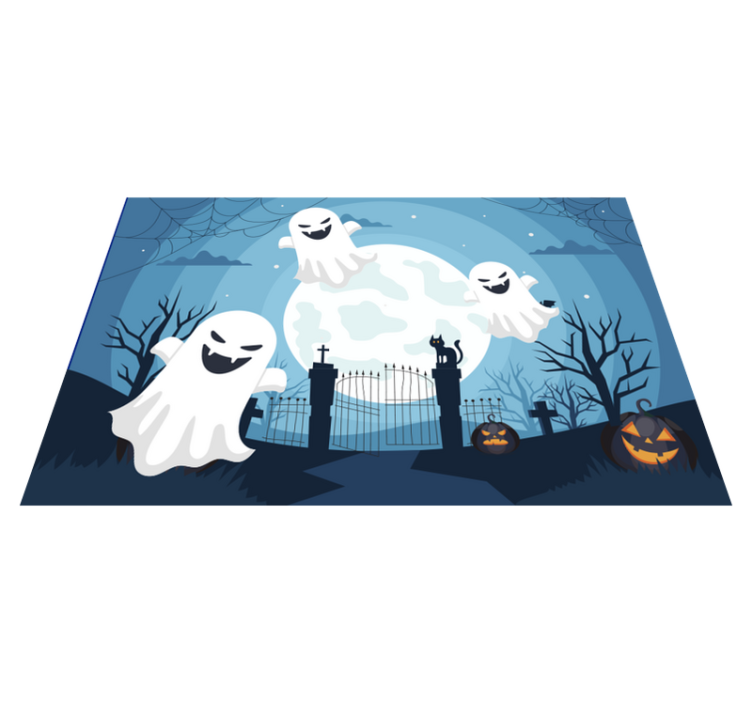 Halloween placemat whimsical ghost scene - TenStickers