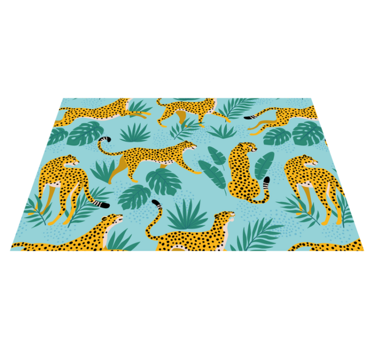 Original placemat with leopard patterns and green leaves - TenStickers