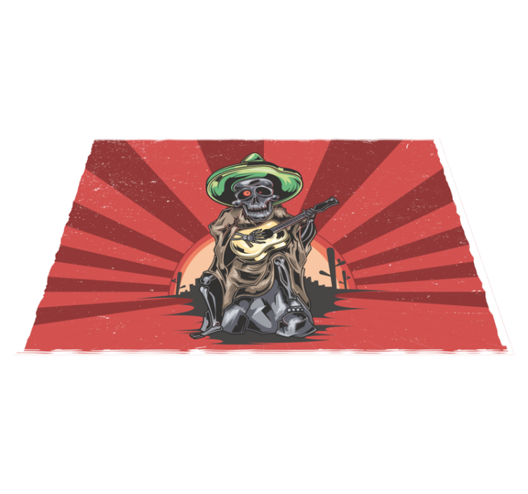 Halloween placemat skeleton mariachi musician - TenStickers