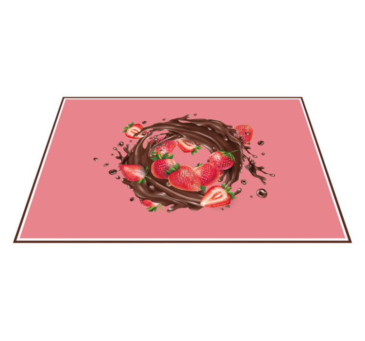strawberry with chocolate  round vinyl placemats - TenStickers