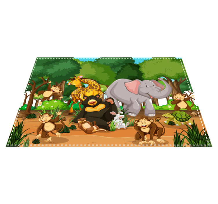Children placemat animal fun scene - TenStickers