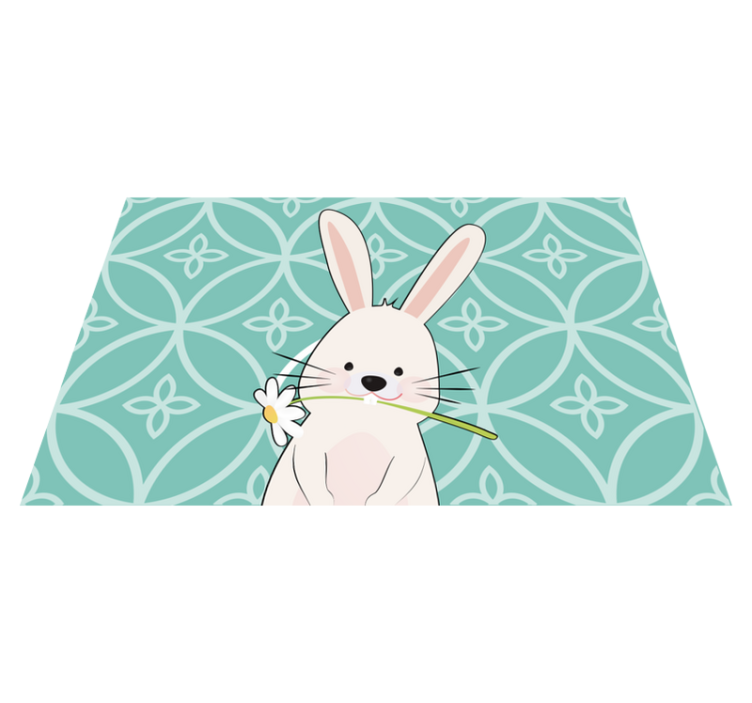 Children placemat cute bunny with flower design - TenStickers