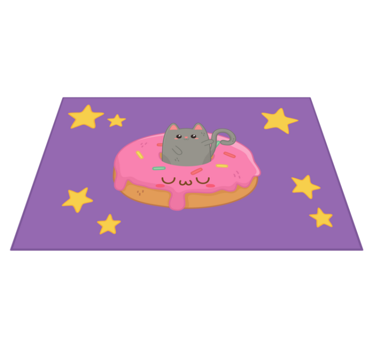 Children placemat cute cat donut - TenStickers