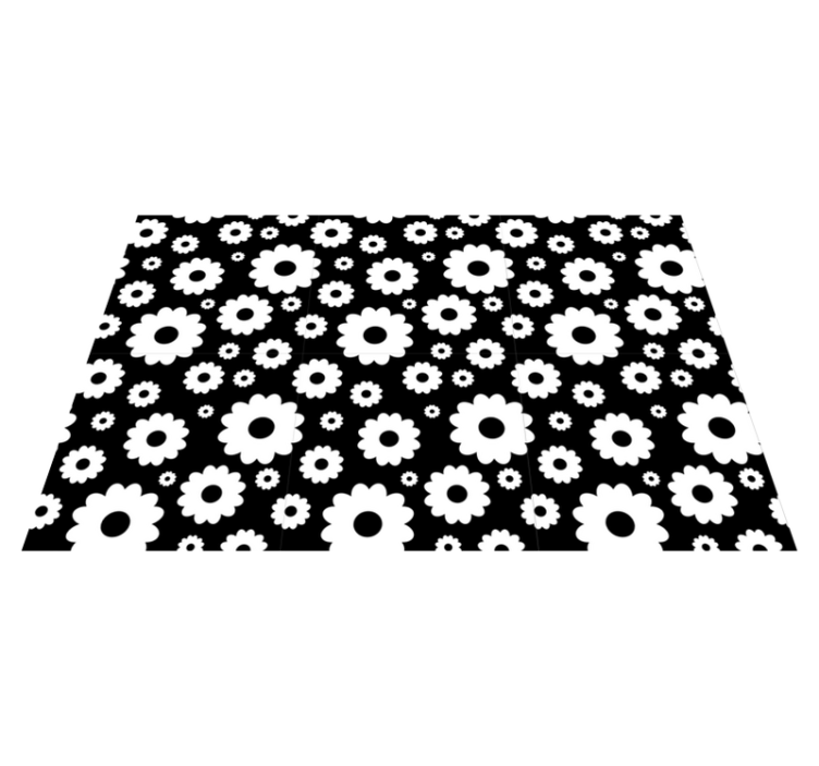 Black background  white daisies Vinyl placemats - TenStickers