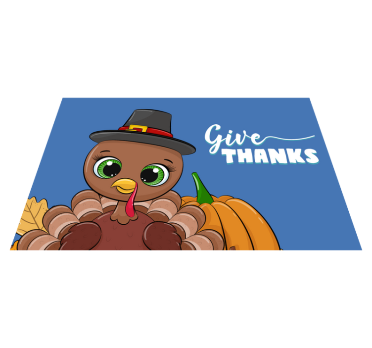 Give thanks cartoon turkey quote placemats - TenStickers