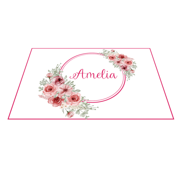 Pink flowers and circle Personalised placemats - TenStickers