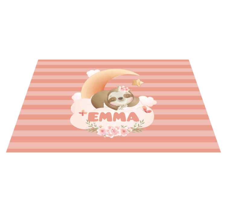 Cute animals sloth with name children placemats - TenStickers