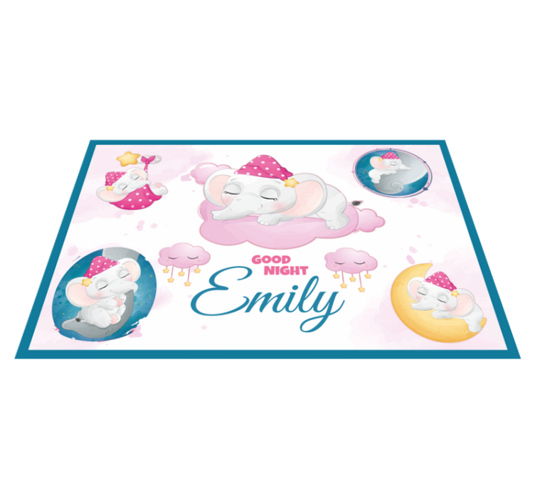 Sleepy elephant with name children placemat - TenStickers