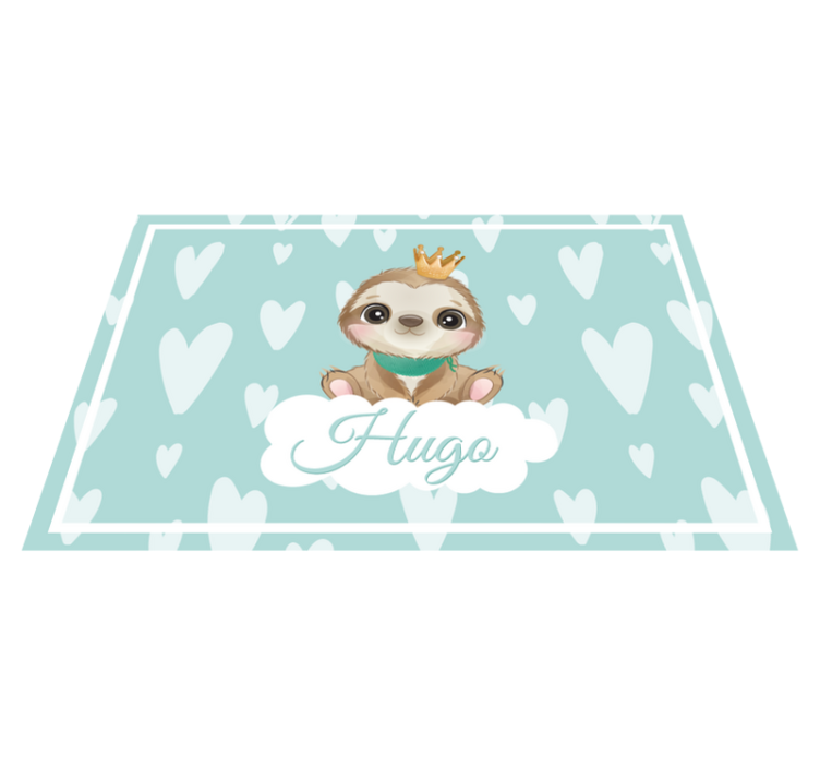 Cute sloth for boy with name children placemats - TenStickers