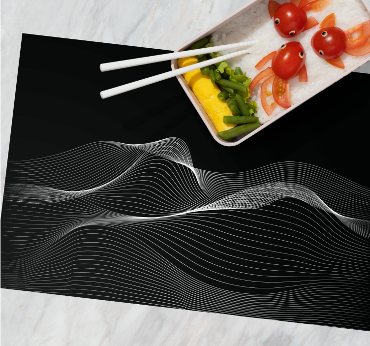 3d abstract black wave modern placemats - TenStickers