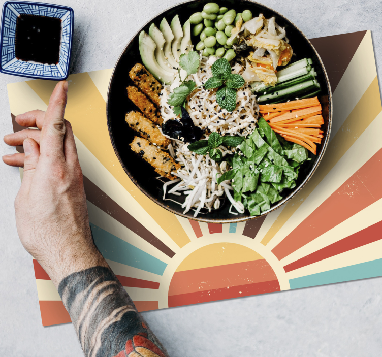 Abstract Vintage Sunset 70's sun placemats - TenStickers