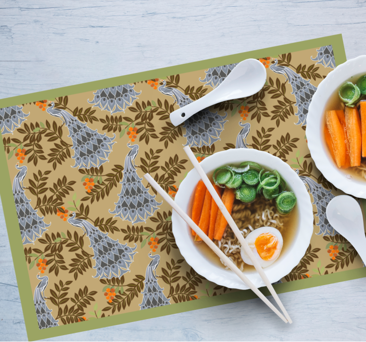 African style gray peacock original placemats - TenStickers