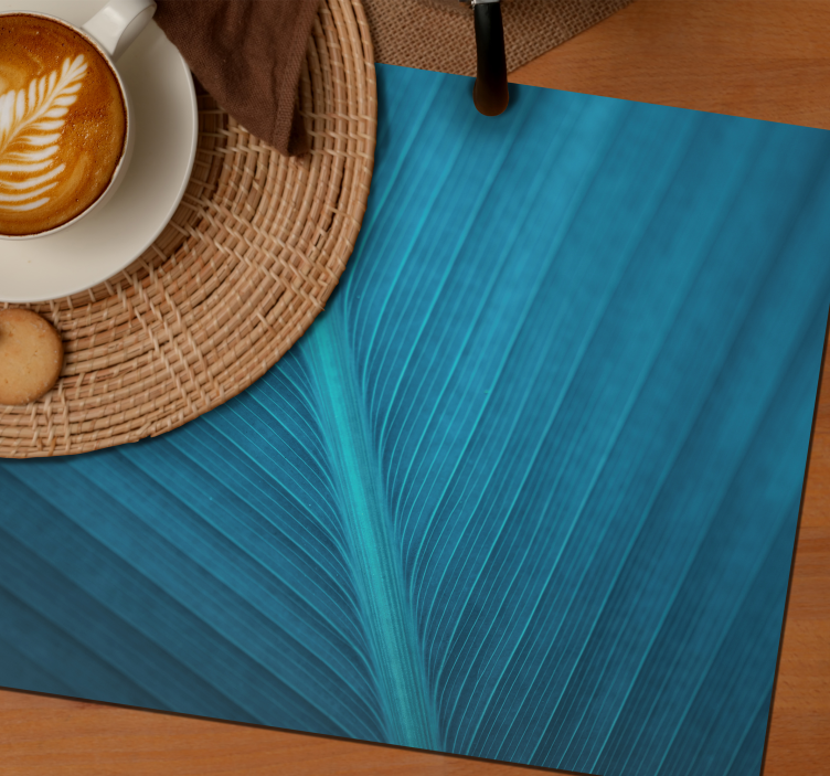 Big blue grey leaf modern placemats - TenStickers