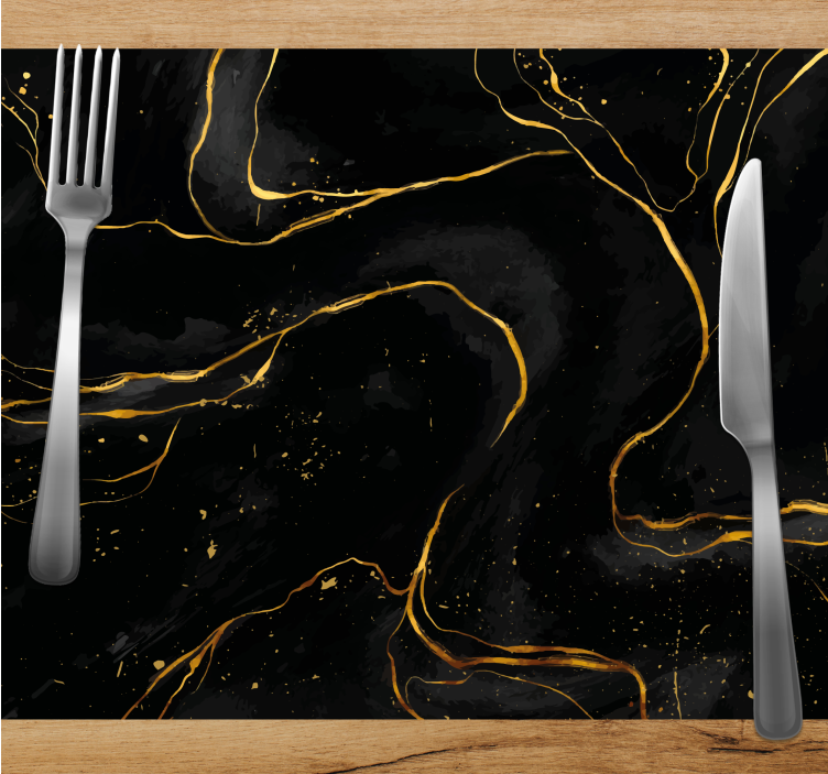 Black and golden marble modern placemats - TenStickers