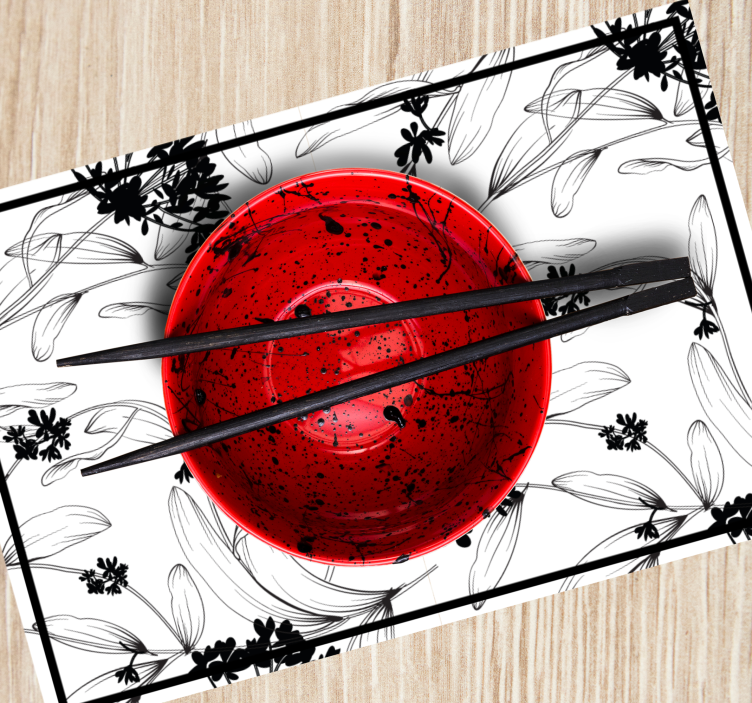 Black leafes pattern  original placemats - TenStickers