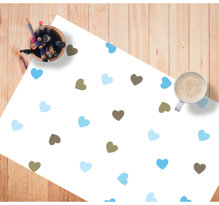 Blue and brown hearts Vinyl placemats - TenStickers
